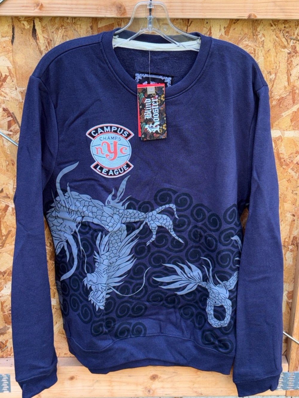 Blind Rooster Blue Sweatshirt Dragon NYC